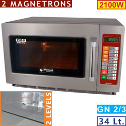 Mikrobølgeovn, rustfrit stål, 2100 W, 34 L.