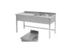 Rustfrit stålbord m. 2 vaske & tørreplads til venstre, 60-70 cm - NordeleGastro
